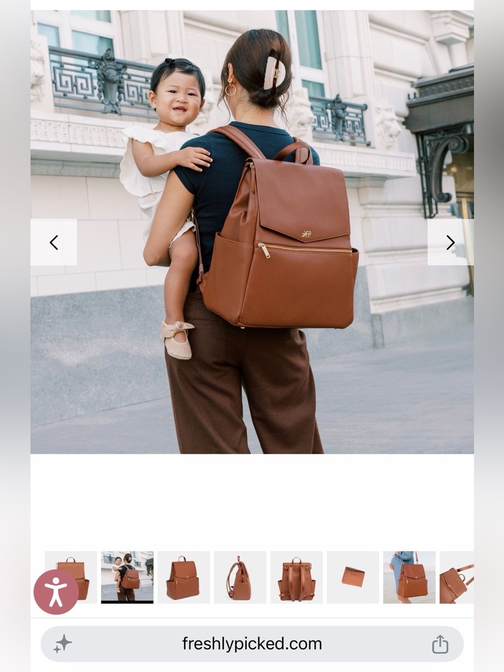 Freshly Picked Classic Diaper Bag ll Cognac Vegan Leather Baby Bag - Picture 10 of 13